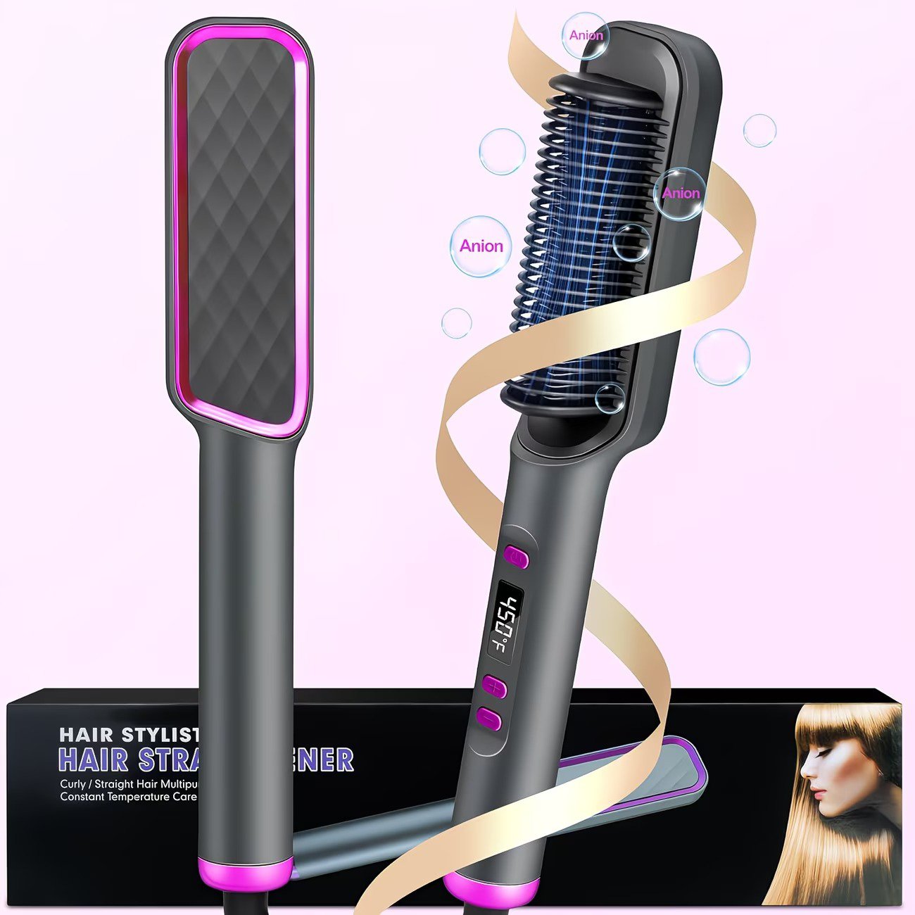 Hair Straightener Brush Professional