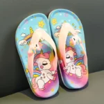 Sandal Girls' Cute Cartoon Unicorn Open Toe Slip  Indoor Pool & Shower 1 Big Kid