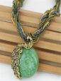 Exquisite Bohemian Chic Peacock Gemstone Pendant Necklace - Retro Leaf Design