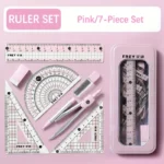 7 pieces/box ruler set compass triangle ruler school supplies simple student geometry