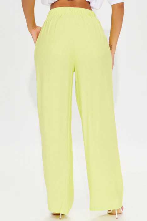 Playin Around Linen Wide Leg Pant - Lime - Image 3