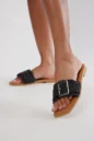 San Diego Raffia Buckle Sandals - Black - Image 3
