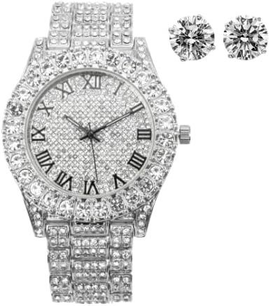 Charles Raymond Mens Big Rocks with Roman Numerals Fully Iced Out Colorful Dial Watch - ST10327 RN Single