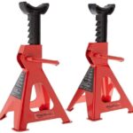 Steel Jack Auto Stands, 3 Ton Capacity, 1 Pair, Black and Red