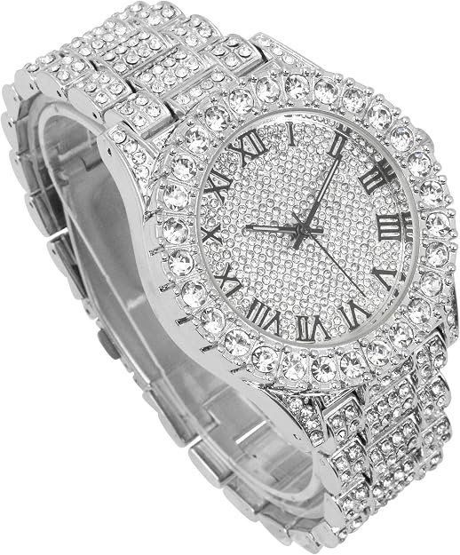 Charles Raymond Mens Big Rocks with Roman Numerals Fully Iced Out Colorful Dial Watch - ST10327 RN Single - Image 3