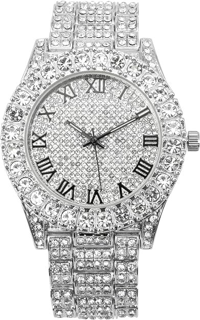 Charles Raymond Mens Big Rocks with Roman Numerals Fully Iced Out Colorful Dial Watch - ST10327 RN Single - Image 2