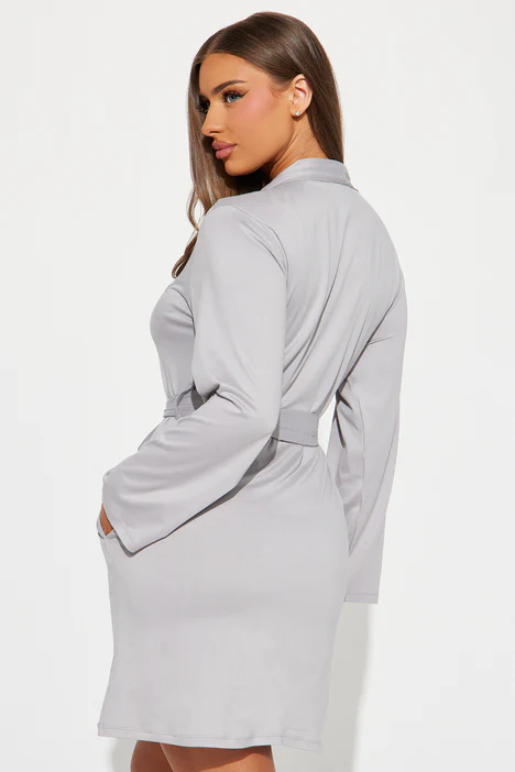 Too Busy Relaxing PJ Robe - Grey - Image 3