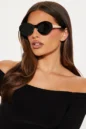 Oscar Rounded Sunglasses Womens - Black - Image 4