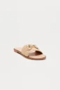 Crista Jewel Raffia Sandals - Nude