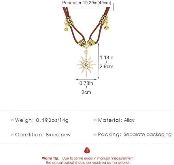 1 PC Cross Sun Necklace, Unique Leather Cord Jewelry for Women, Fashionable Gold Tone Pendant for Casual Wear, Ideal Accessory for Trendy Look, Stylish Necklace with Sun Charm (Gold) - Image 2
