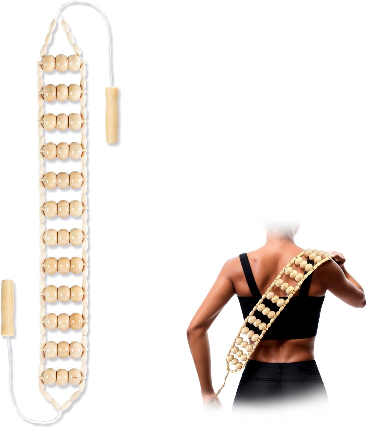 Wood Therapy Massage Tools,Back Wooden Massage Roller Rope Tool Maderoterapia Kit Professional Cellulite