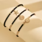3pcs, Women'S Anklets, Summer Beach Life Tree Starfish Shell Pendant Bead Anklet Cool Style Fresh Starfish Shell Black - Image 3