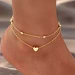 1pc Minimalist Style Multi-Layer Women'S Heart Anklet Chain