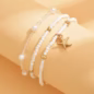 3pcs Women's Anklet Set, Bohemian Style Multi-Layer Anklets with Round Beads, Summer Beach Anklets with Golden Faux Seashells and Faux Starfish - Image 3