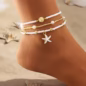 3pcs Bohemian Summer Beach Vacation Style Beaded Anklet Set Chevillet