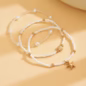 3pcs Women's Anklet Set, Bohemian Style Multi-Layer Anklets with Round Beads, Summer Beach Anklets with Golden Faux Seashells and Faux Starfish - Image 2