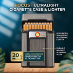 Portable Cigarette Case with USB Charging and Flameless Lighter Poch sigaret
